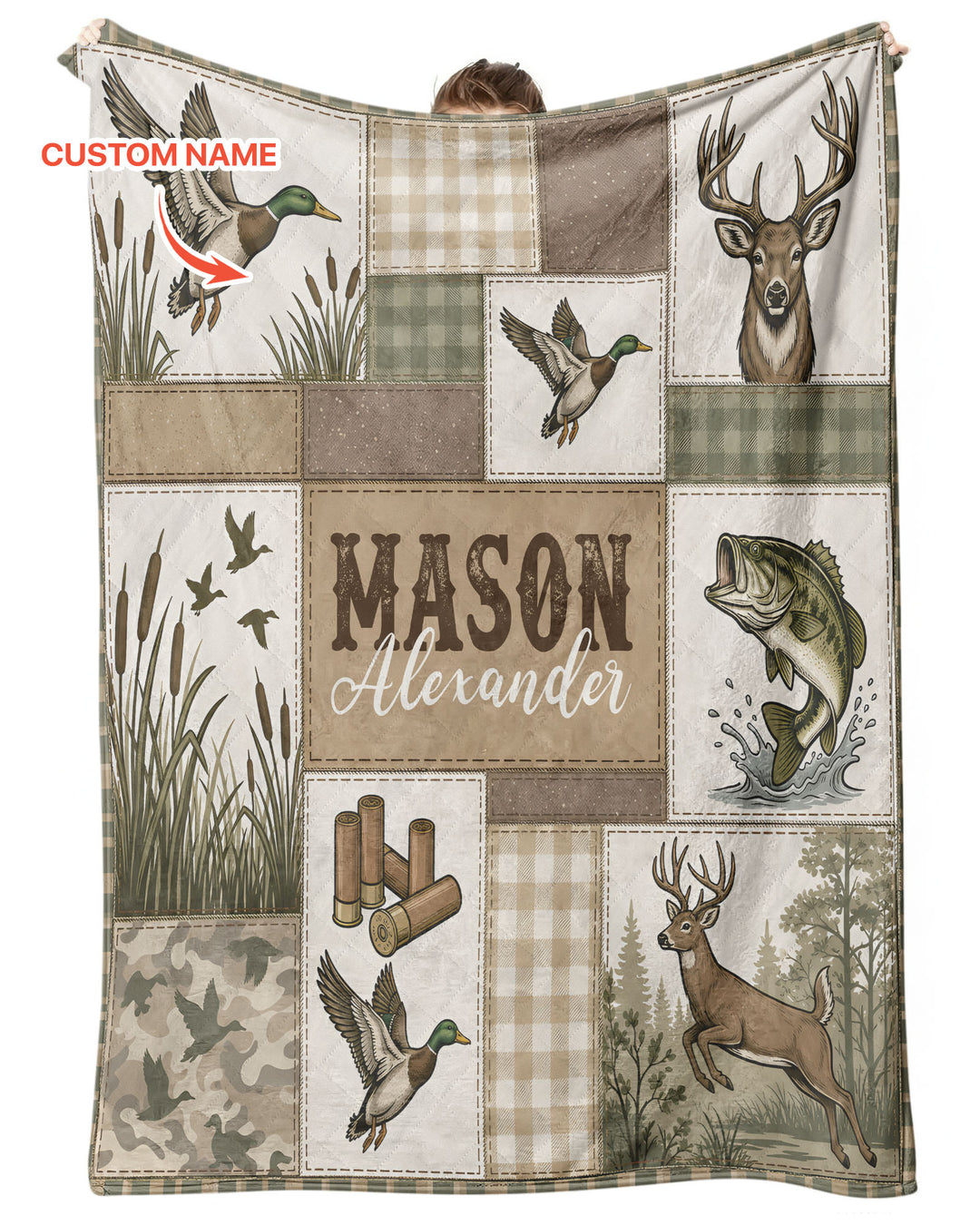 Custom Name Little Sportsman Bamboo Quilt Blanket