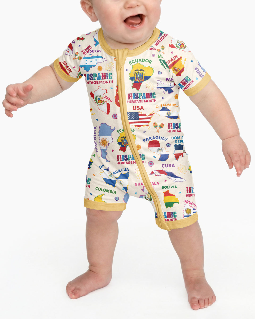 Hispanic Heritage Month Country Flags Bamboo Shorty Zippy