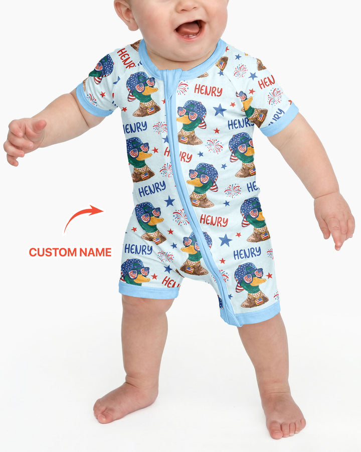 Custom Name Patriotic Mallard Duck  Bamboo Shorty Zippy