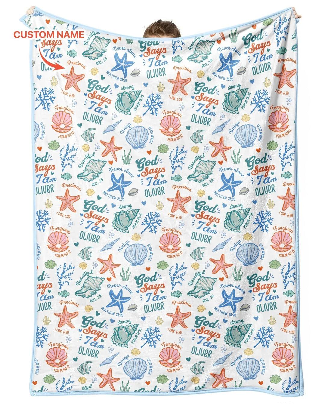 Coastal God Says I Am Custom Name Bamboo Blanket