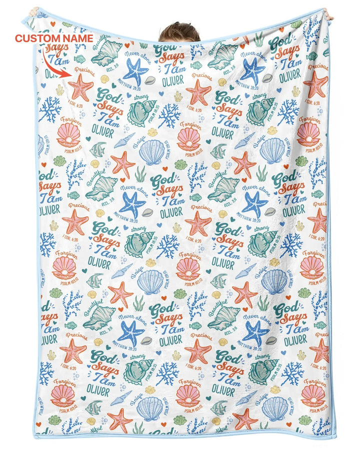 Coastal God Says I Am Custom Name Bamboo Blanket