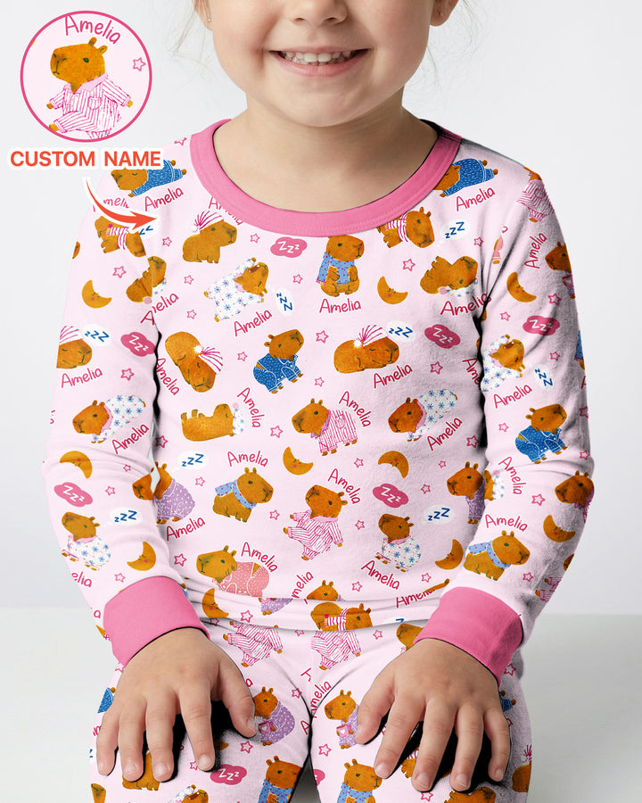 Cozy Capybara Dreams Bamboo Two Piece Long Sleeve Pajama Set