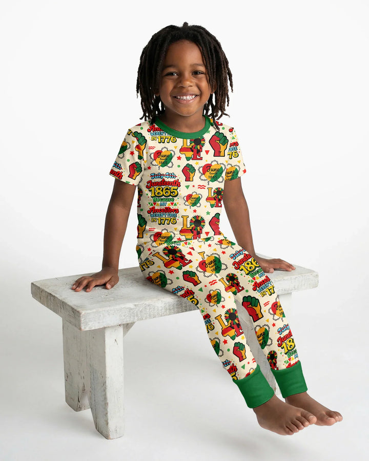 Juneteenth 1865 Because My Ancestors Weren't Free In 1776 Bamboo Two Piece Short Sleeve Pajama Set