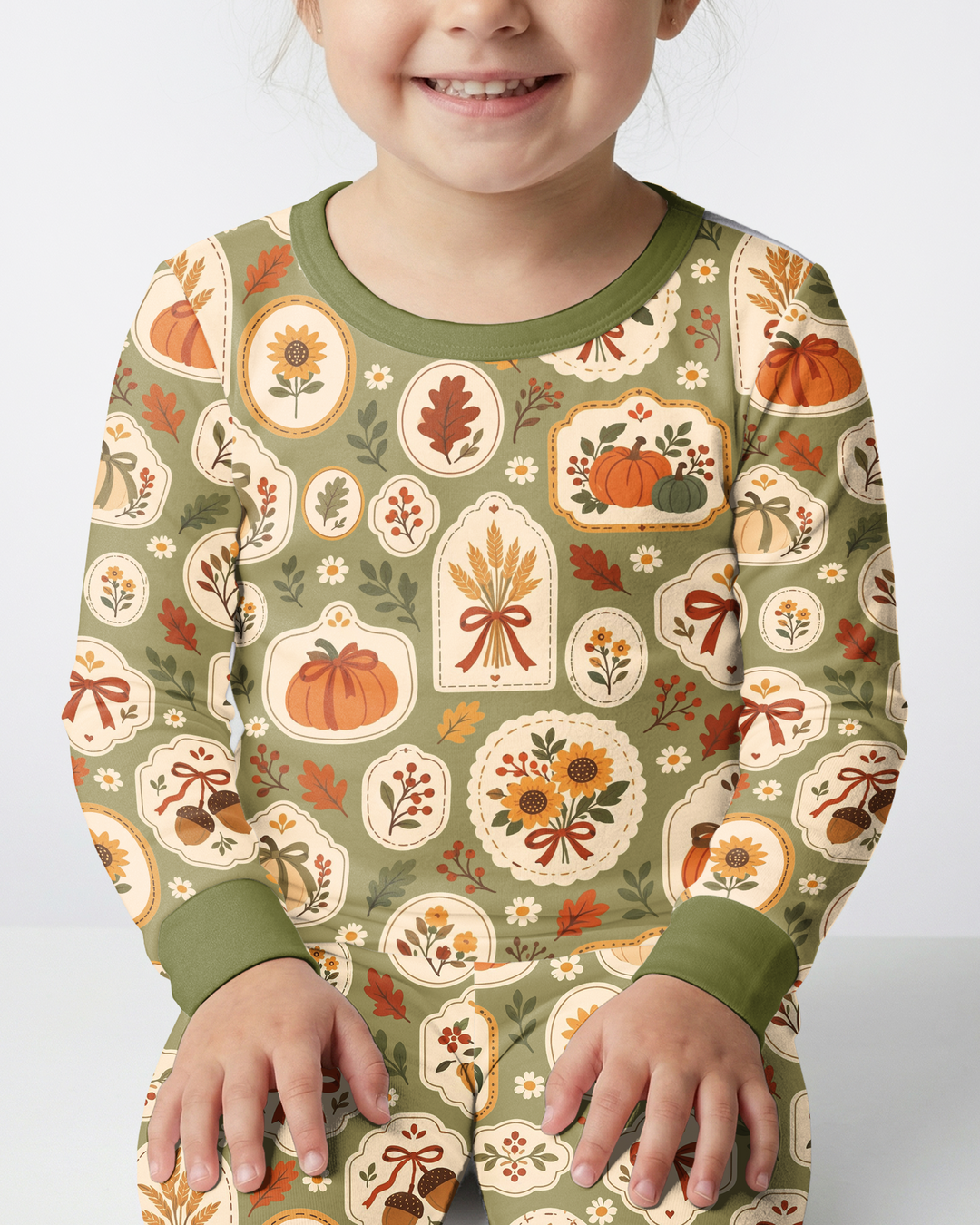Warm Harvest Fall Bamboo Two Piece Long Sleeve Pajama Set