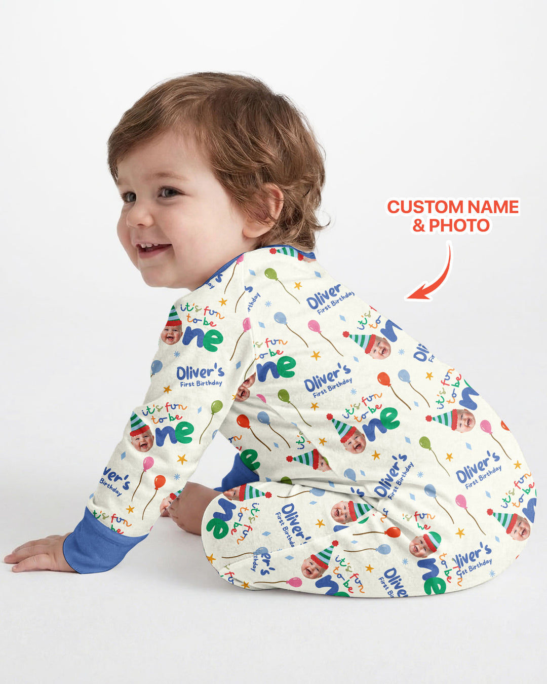 Custom Photo First Birthday Fun Bamboo Convertible Zippy