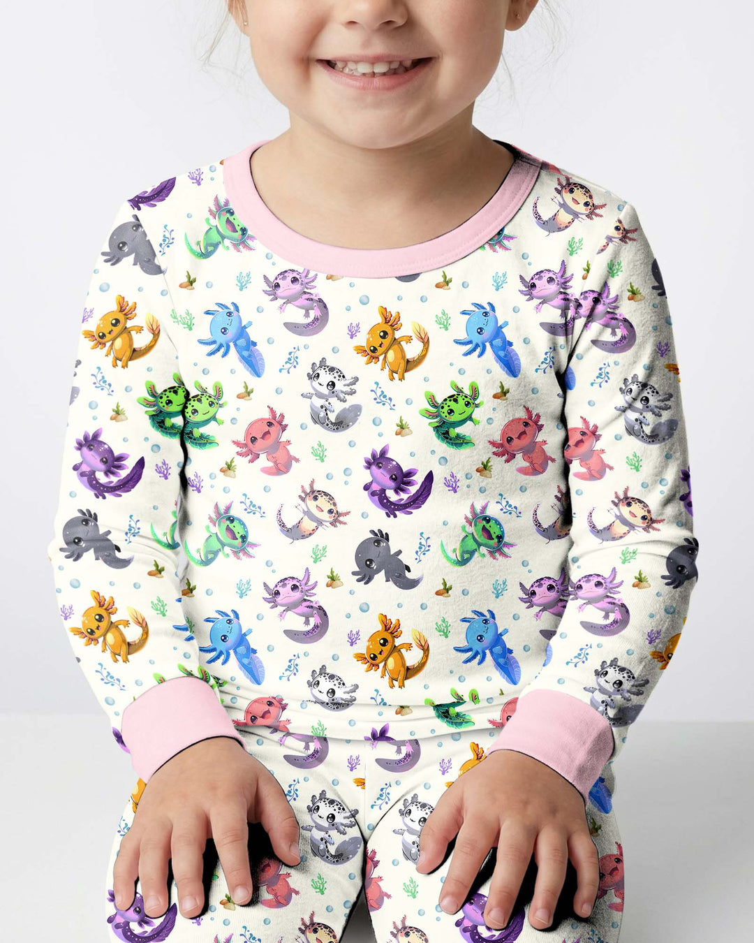 I Love You Axolotl Bamboo Two Piece Long Sleeve Pajama Set