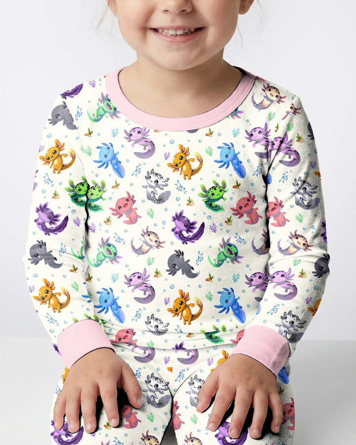 I Love You Axolotl Bamboo Two Piece Long Sleeve Pajama Set