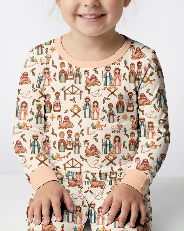 Holy Night Nativity Bamboo Two Piece Long Sleeve Pajama Set