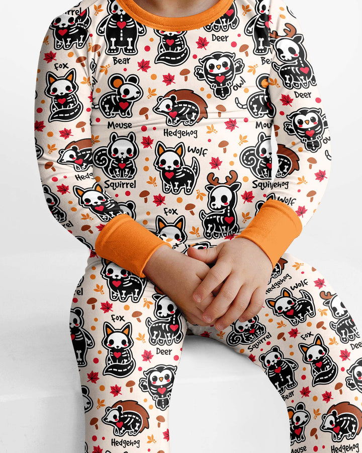 Autumn Charm Skeleton Cute Pet Bamboo Two Piece Long Sleeve Pajama Set