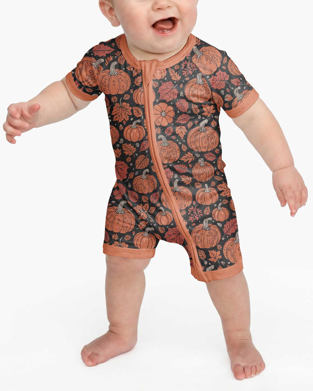 Retro Halloween Pumpkins Bamboo Shorty Zippy