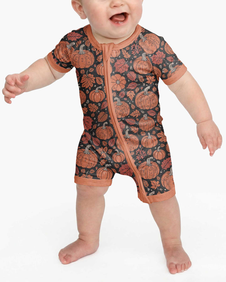Retro Halloween Pumpkins Bamboo Shorty Zippy