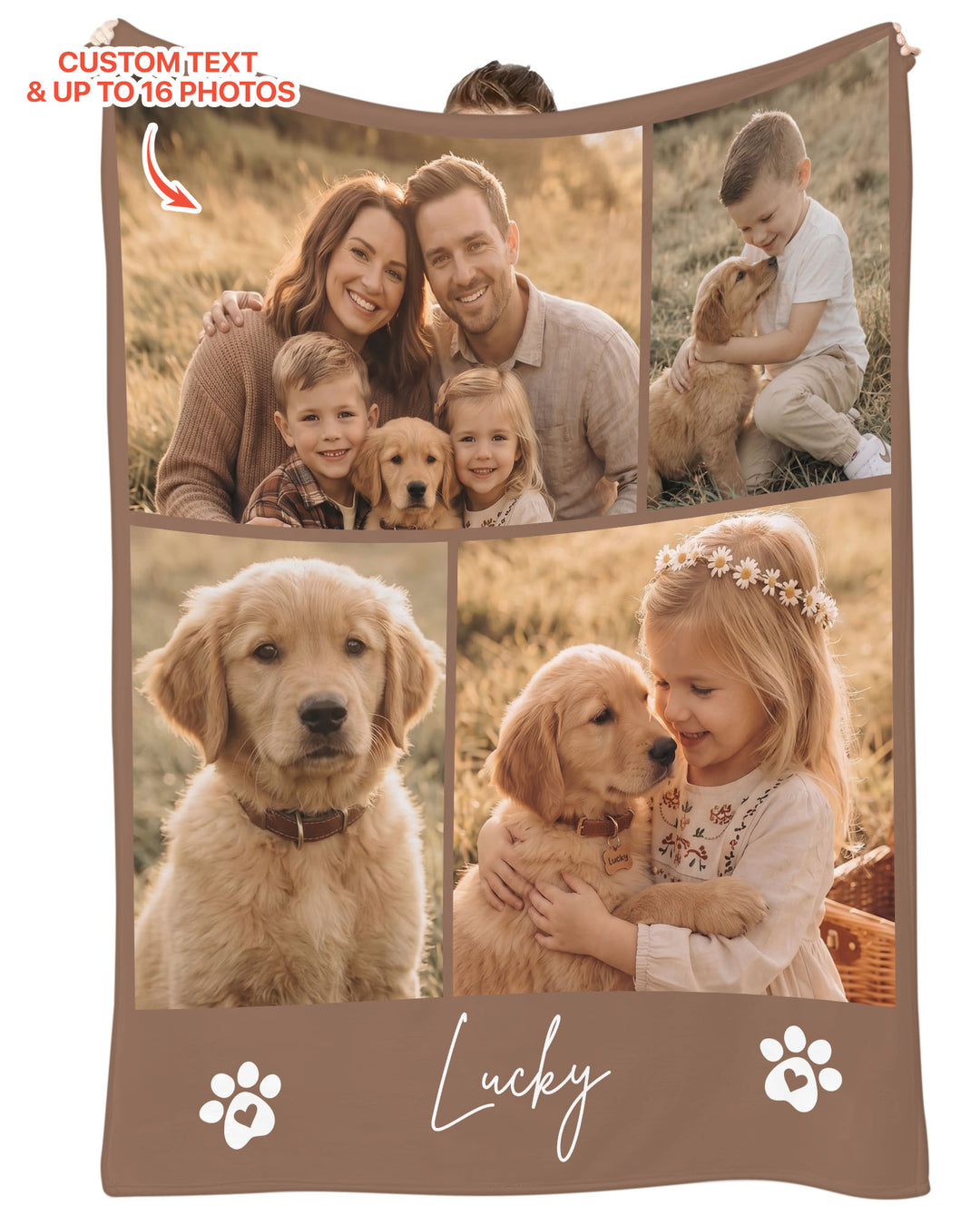 Custom Pet Photo Collage Bamboo Blanket