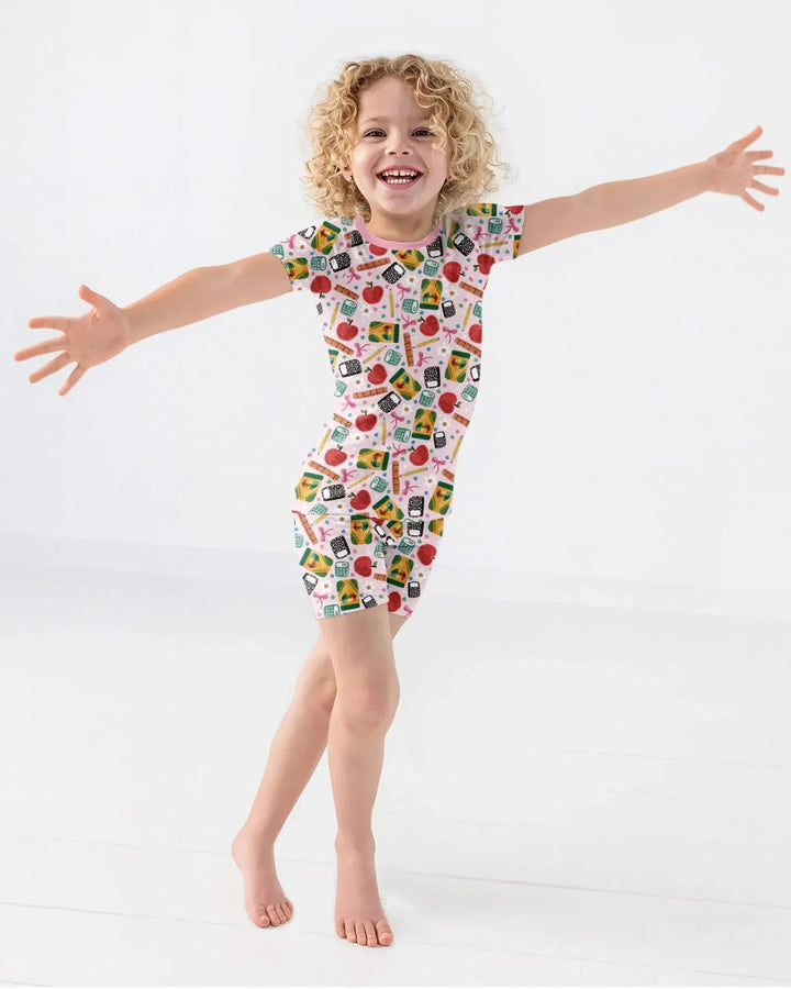 Little Learner Bamboo Two Piece Short Sleeve Shorts Pajama Set
