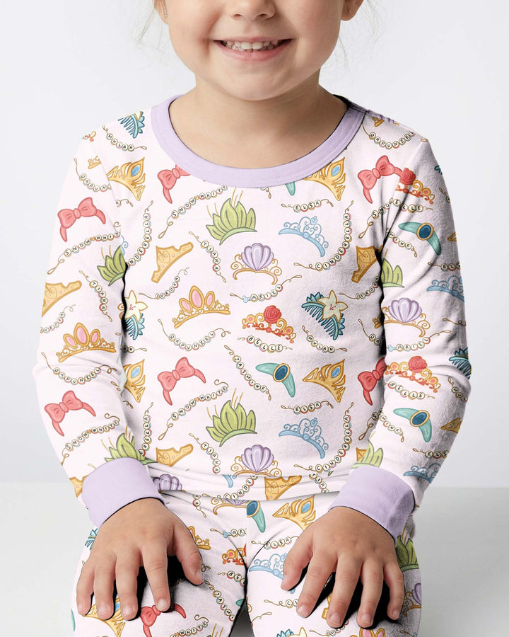 Princess Crowns Bamboo Two Piece Long Sleeve Pajama Set