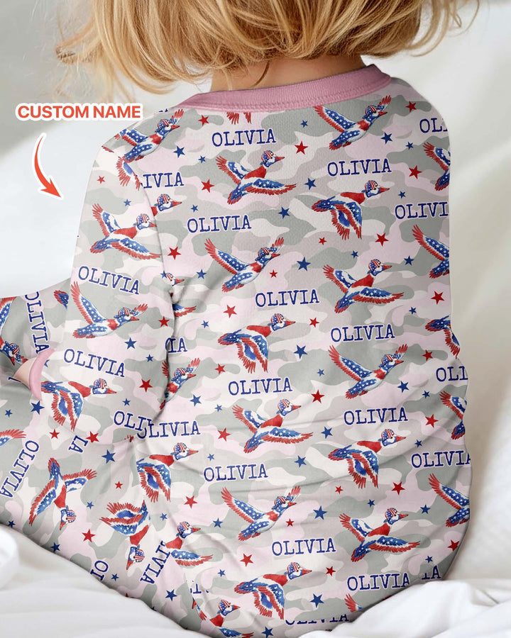 Custom Name America Mallard Duck Family Matching Bamboo Convertible Zippy