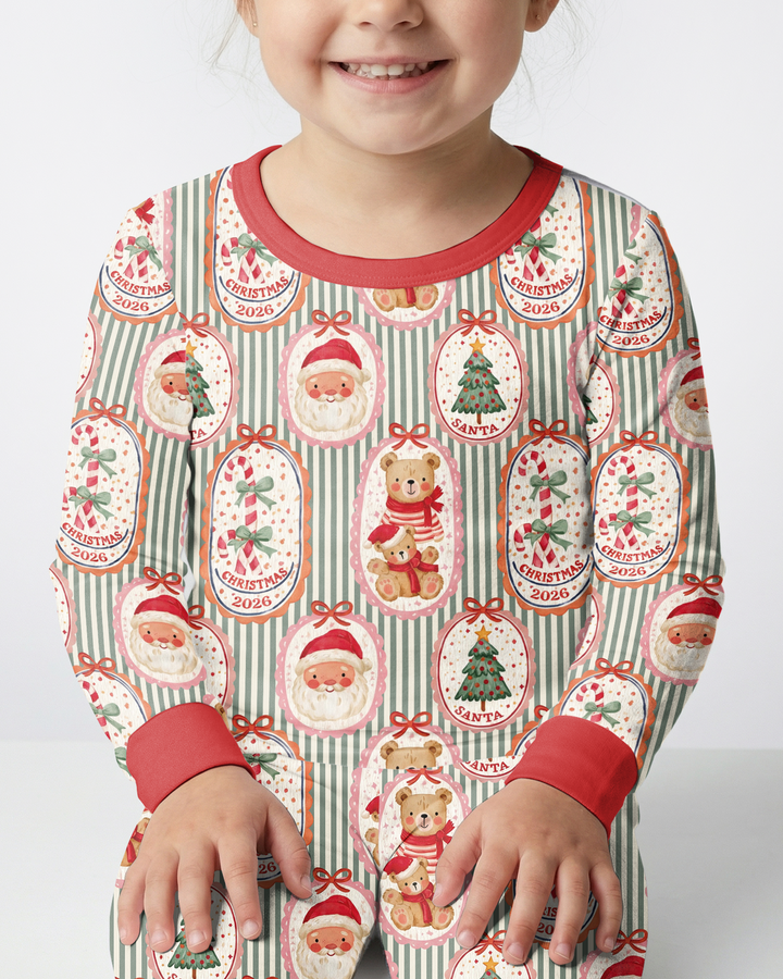 Teddy Bear Christmas Bamboo Two Piece Long Sleeve Pajama Set