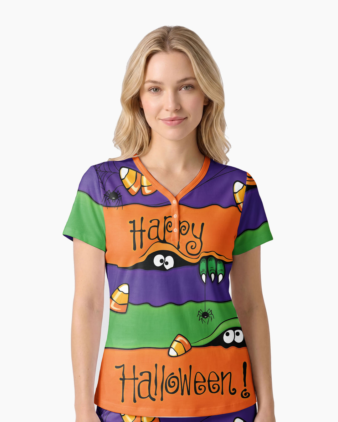 Happy Halloween Bamboo Women Short Sleeve Short Pajama Set