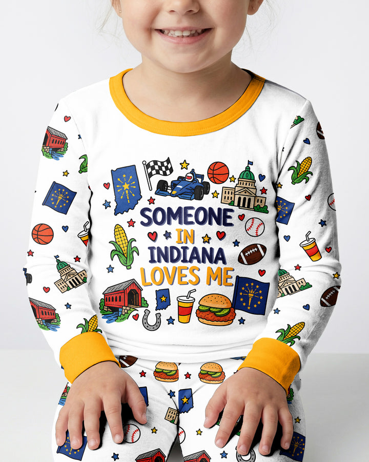 Someone in Indiana Loves Me Bamboo Two Piece Long Sleeve Pajama Set