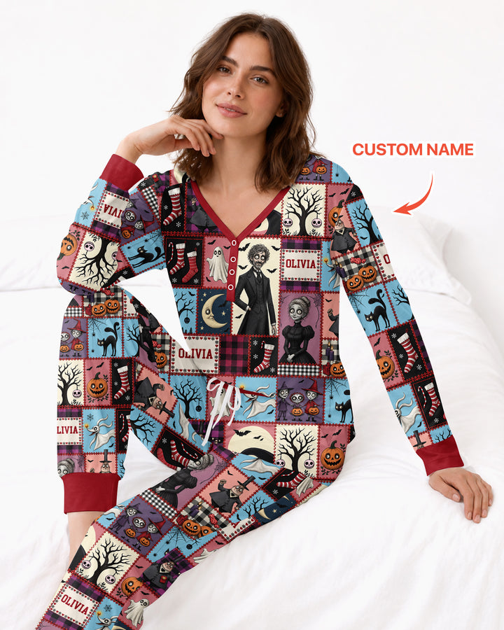 Vertical Halloween Bamboo Women Pajama Set