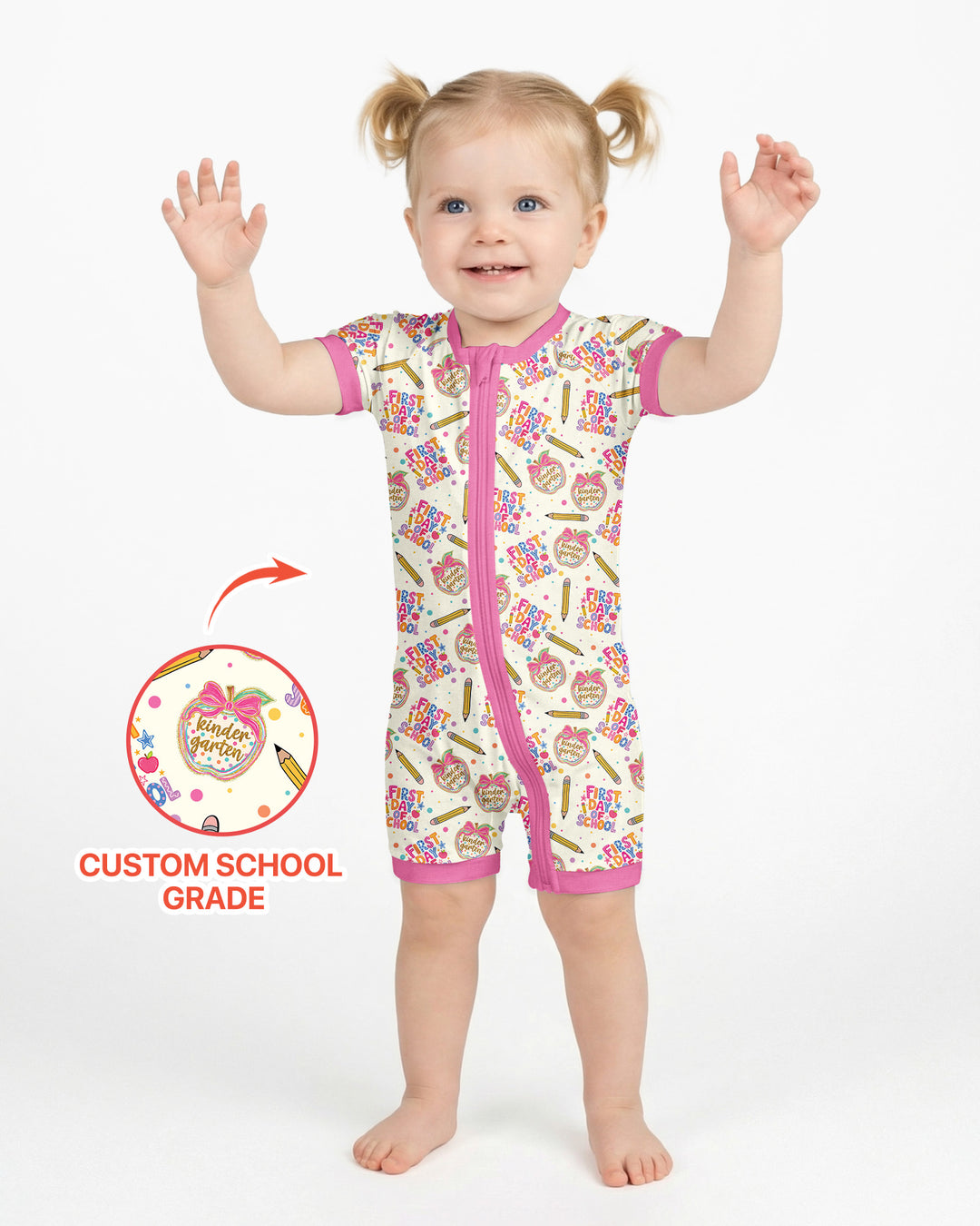 Custom School Grade First Day Cutie Bamboo Shorty Zippy
