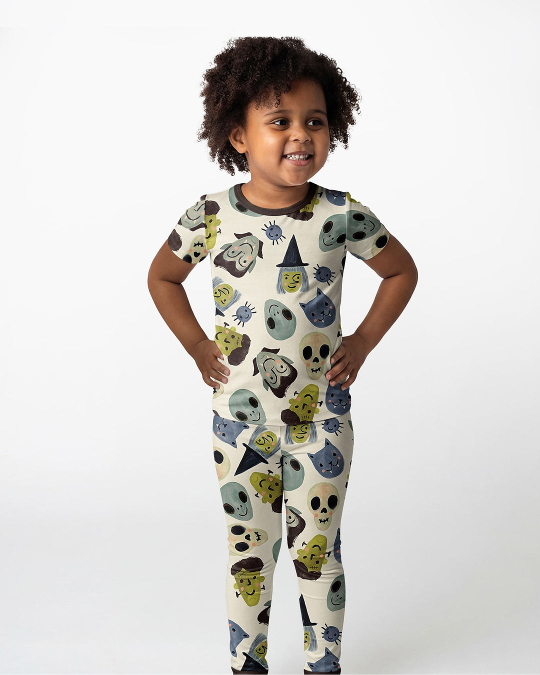 Halloween Face Bamboo Two Piece Short Sleeve Pyjamas Set For Haloween