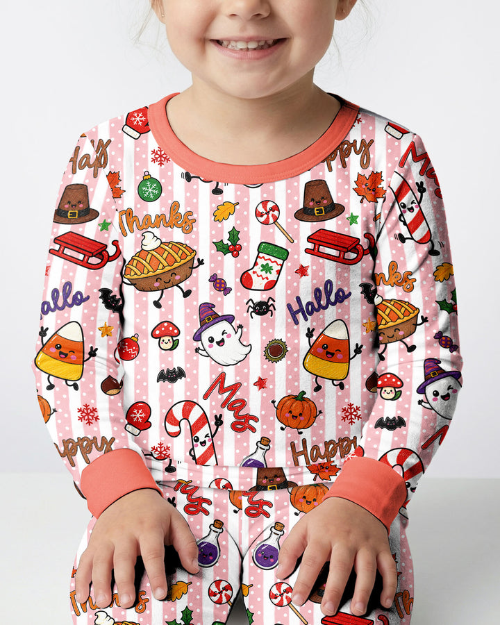 Happy Hallothanksmas Bamboo Two Piece Long Sleeve Pajama Set