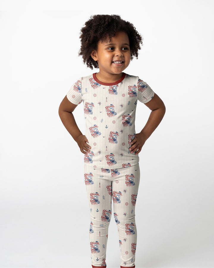 Spilling The Tea Since 1773 Family Matching Bamboo Two Piece Short Sleeve Pajama Set