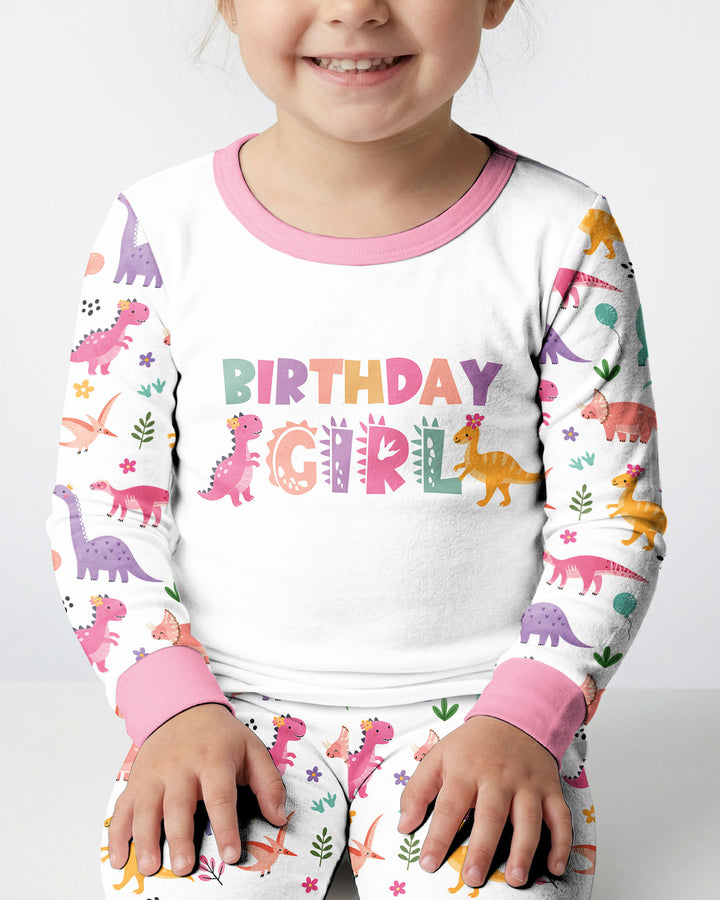 Personalized Dinosaur Birthday Bamboo Two Piece Long Sleeve Pajama Set