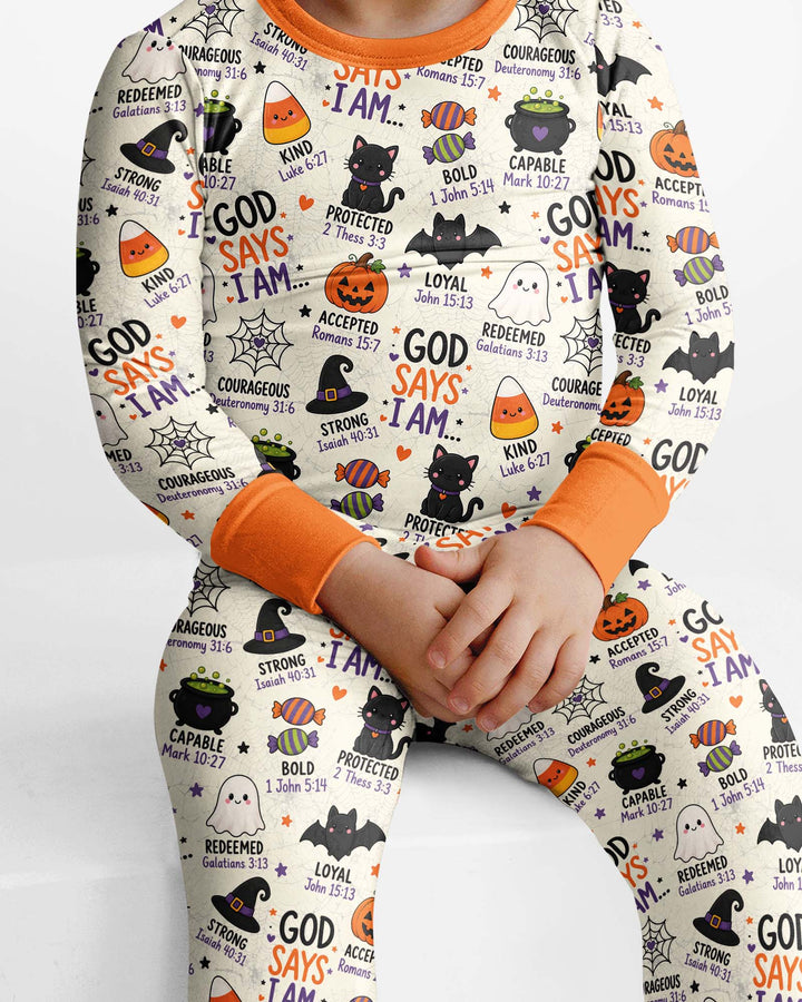 Halloween God Says I Am Bamboo Two Piece Long Sleeve Pajama Set