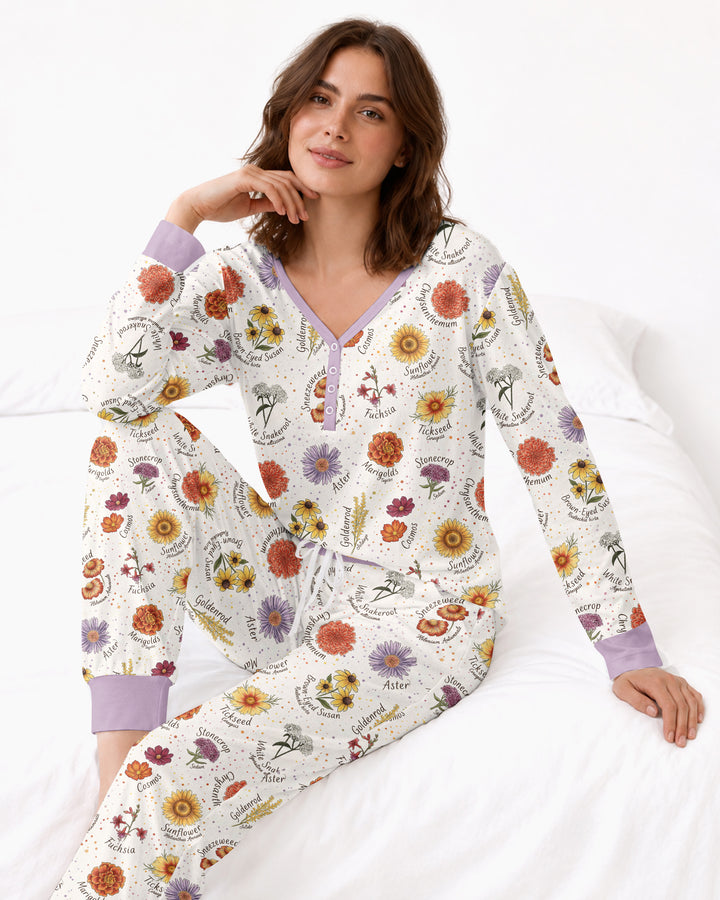 Autumn Blooms of North America Bamboo Women Pajama Set