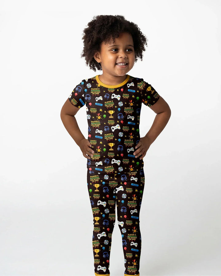 Leveled Up Daddy & Me Matching Bamboo Two Piece Short Sleeve Shorts Pajama Set