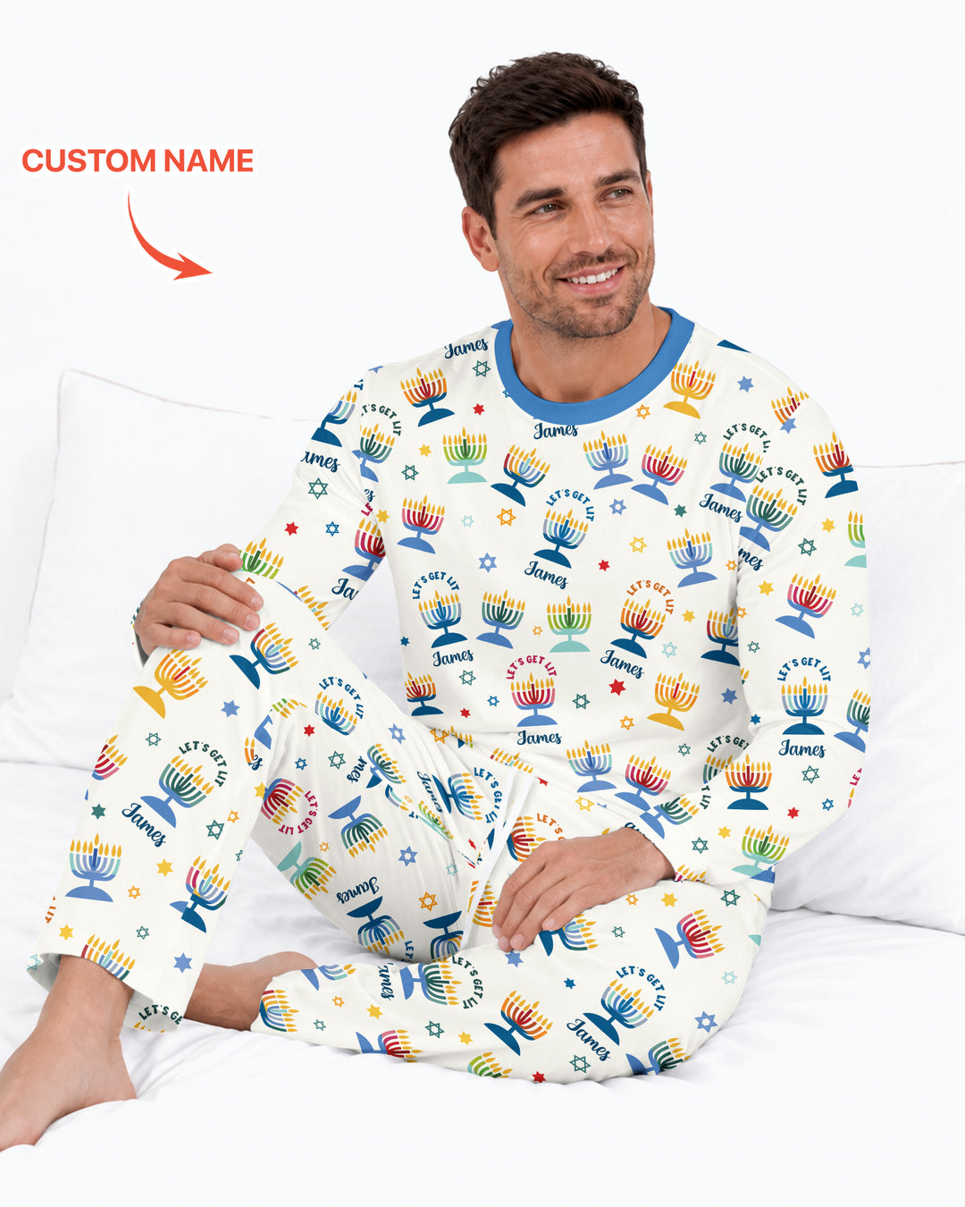 Let's Get Lit Hanukkah Bamboo Men's Pajama Set