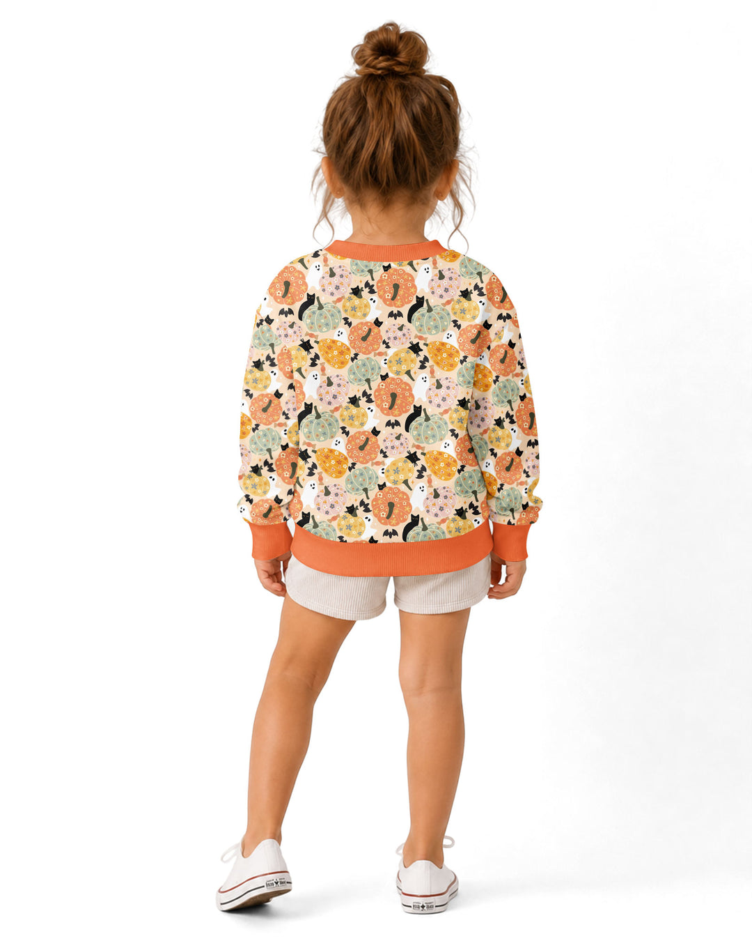 Floral Pumpkin Ghost Halloween Bamboo Crewneck Sweatshirt