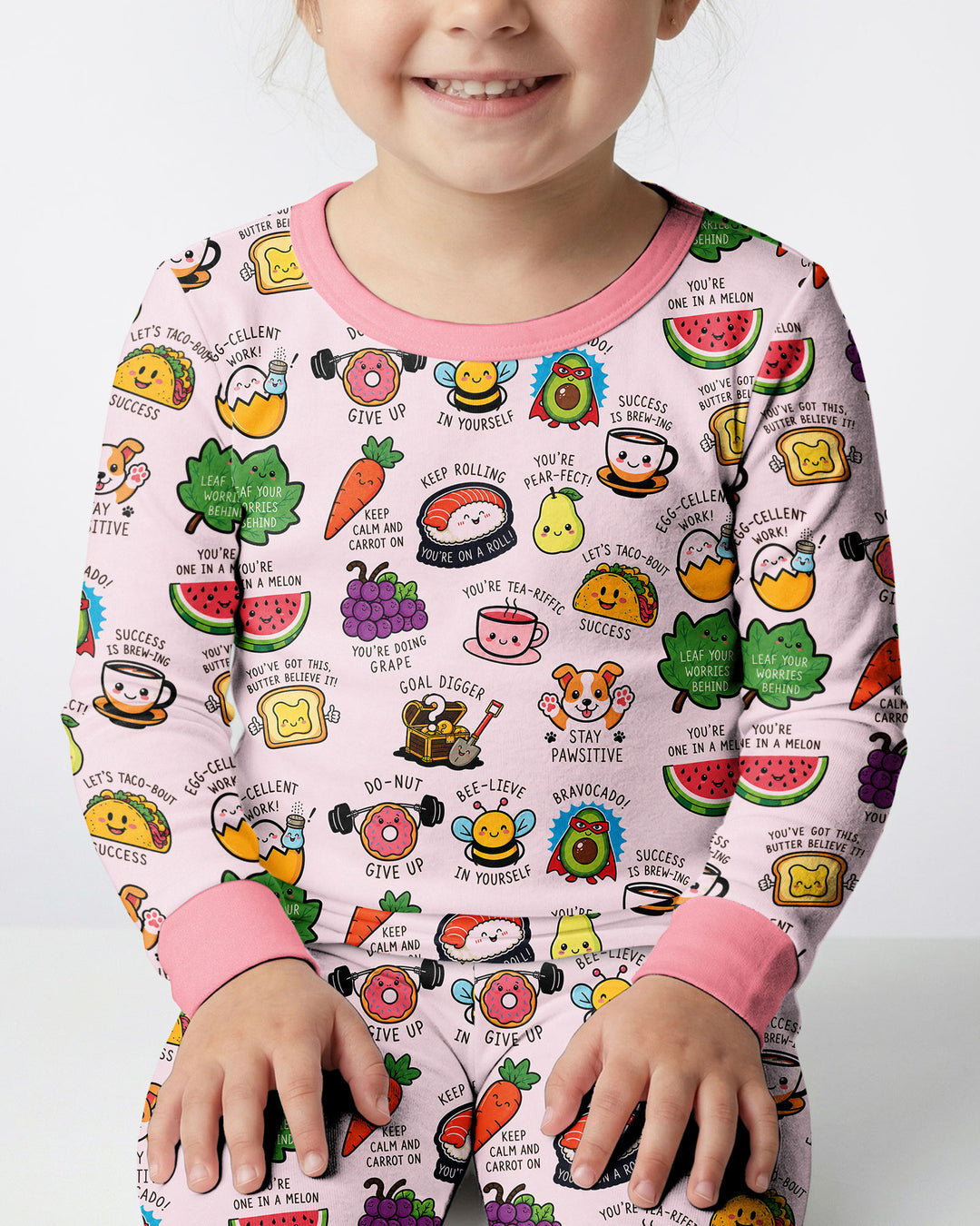 Cute Motivational Puns Bamboo Two Piece Long Sleeve Pajama Set