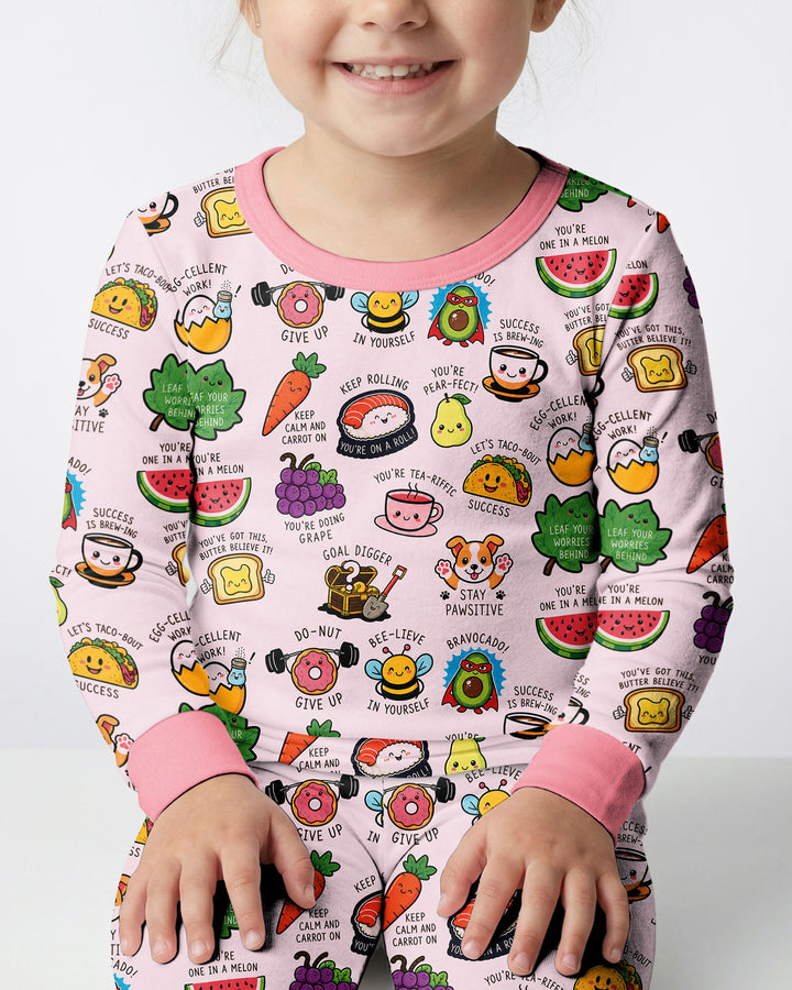 Cute Motivational Puns Bamboo Two Piece Long Sleeve Pajama Set