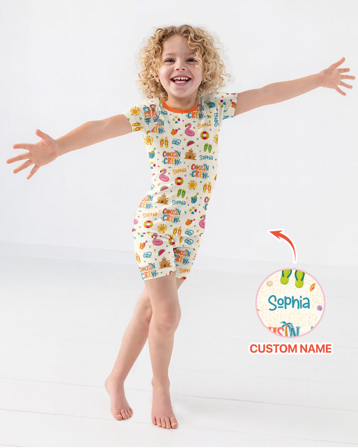 Custom Name Summer 2026 Cousin Crew Bamboo Two Piece Short Sleeve Shorts Pajama Set