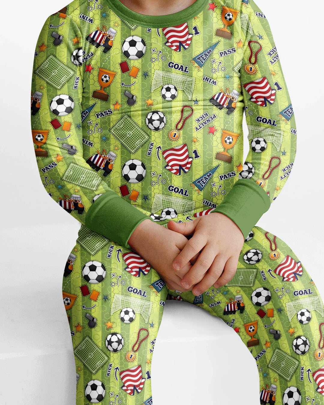 I Love Sports Soccer Bamboo Two Piece Long Sleeve Pajama Set
