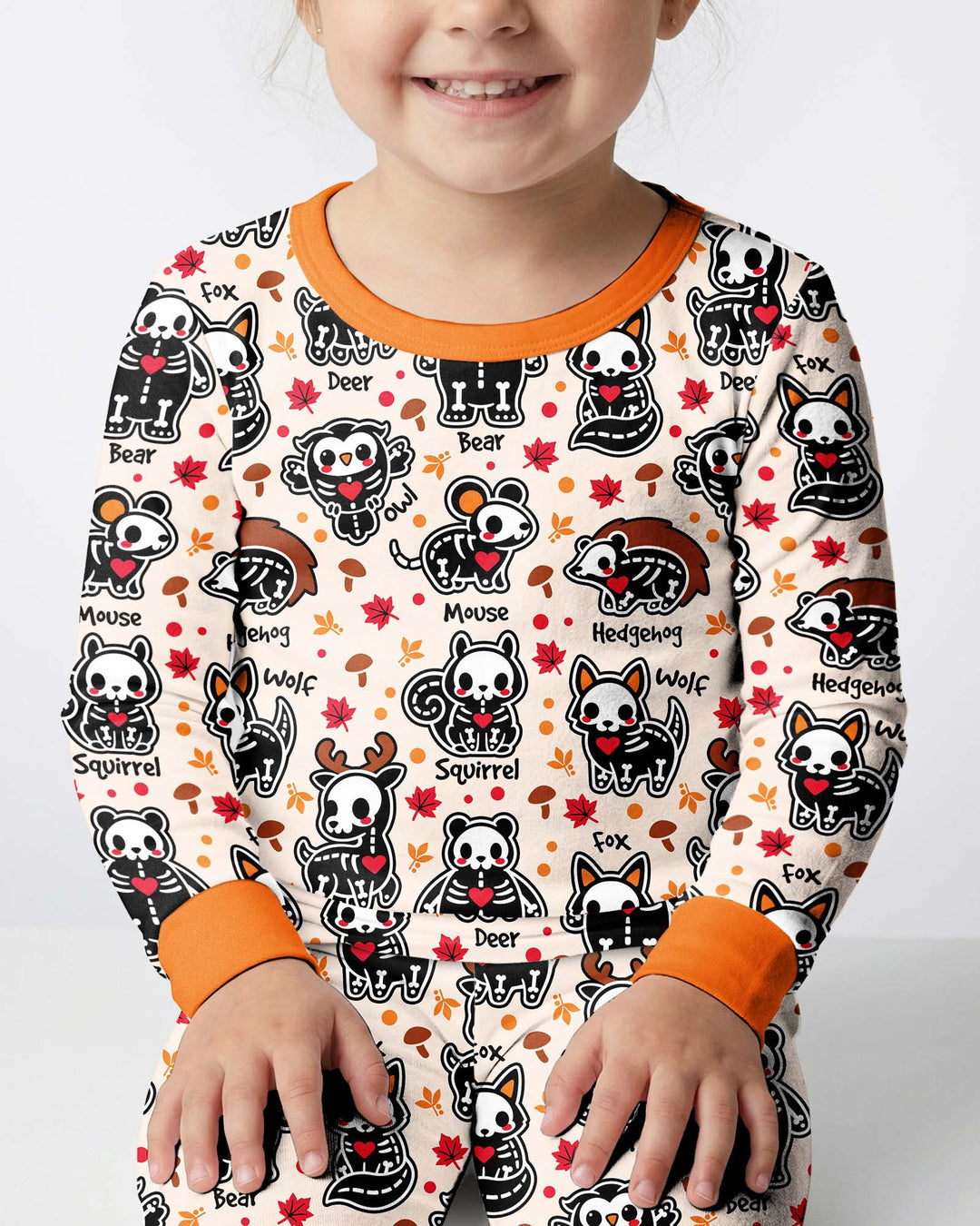 Autumn Charm Skeleton Cute Pet Bamboo Two Piece Long Sleeve Pajama Set