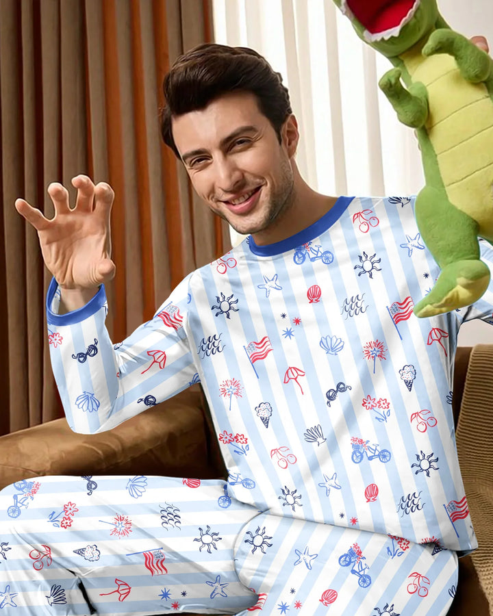 Red, White & Beachy Family Matching Bamboo Men's Pajama Set