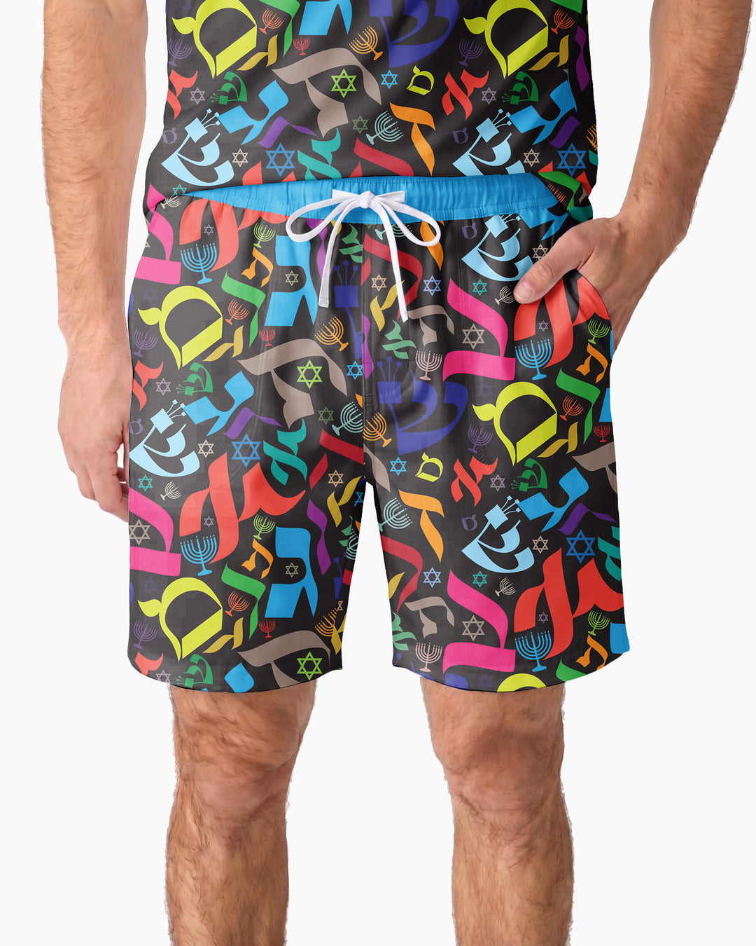 Hebrew Harmony Family Matching Bamboo Men Short Sleeve Short Pajama Set