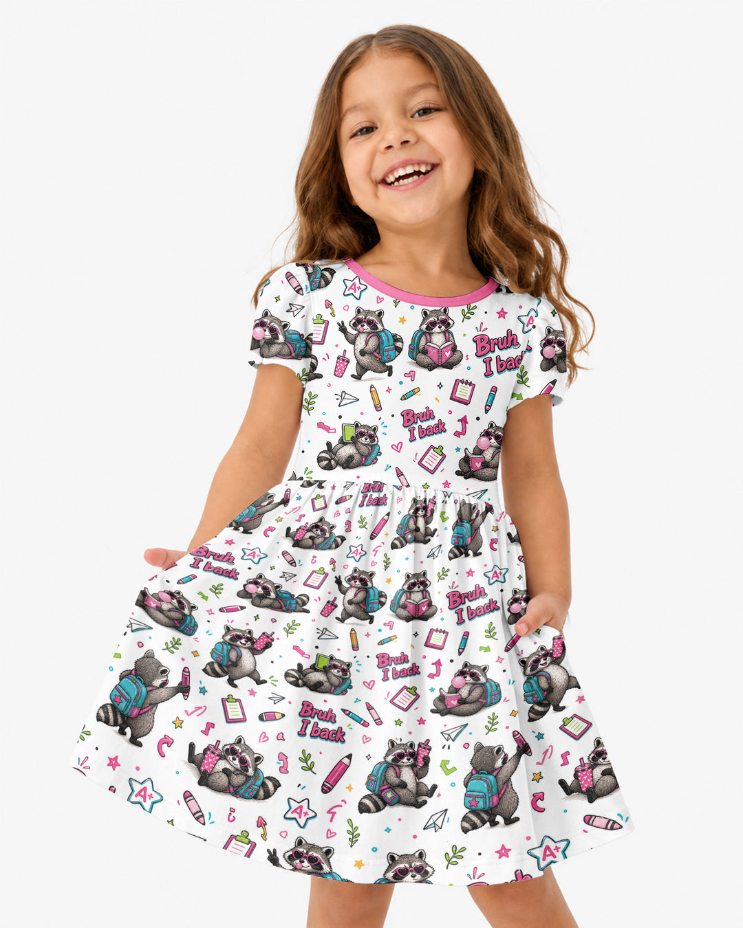 Bruh I Back Racoon Bamboo Twirl Dress