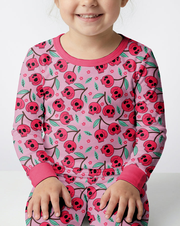 Halloween Cherry Skull Bamboo Two Piece Long Sleeve Pajama Set