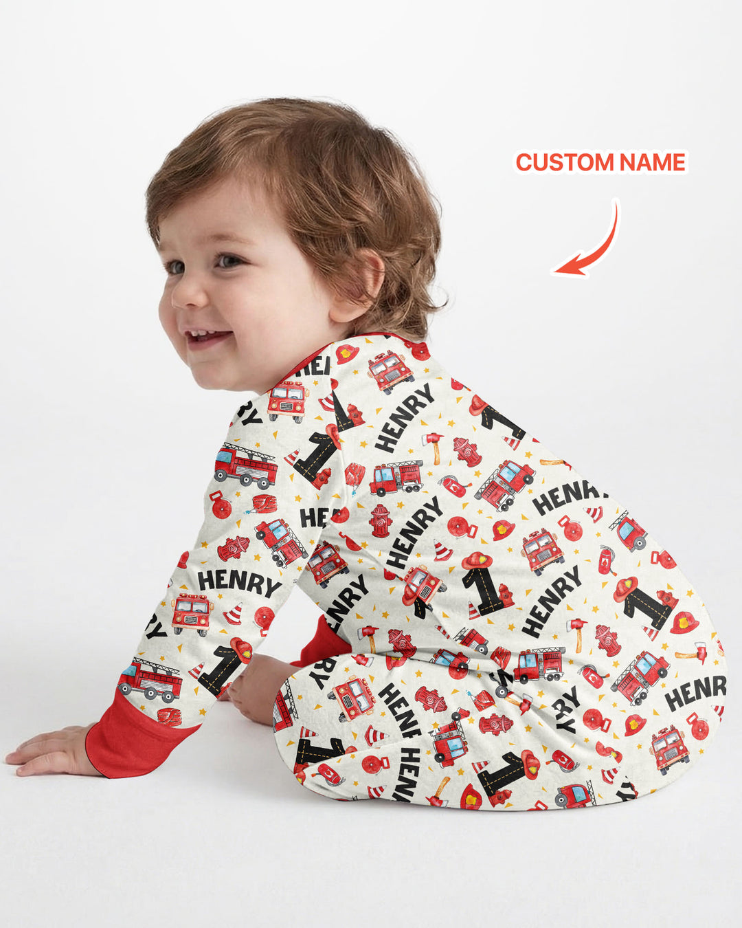 Custom Name Fire Truck Birthday Boy Bamboo Convertible Zippy