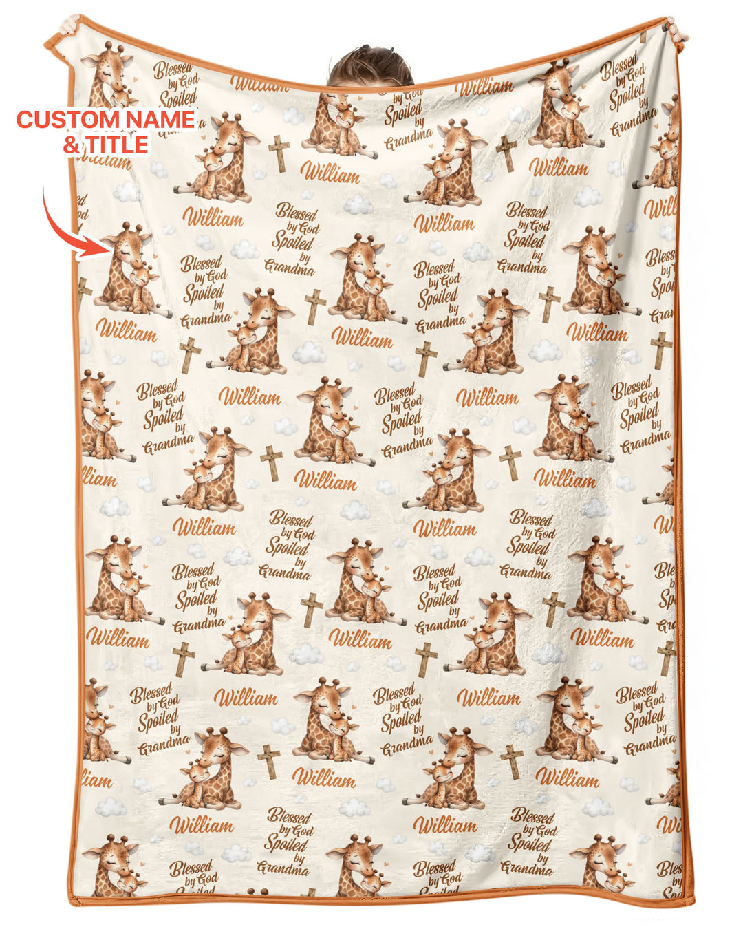 Custom Name Blessed By God Spoiled By Grandma Bamboo Blanket