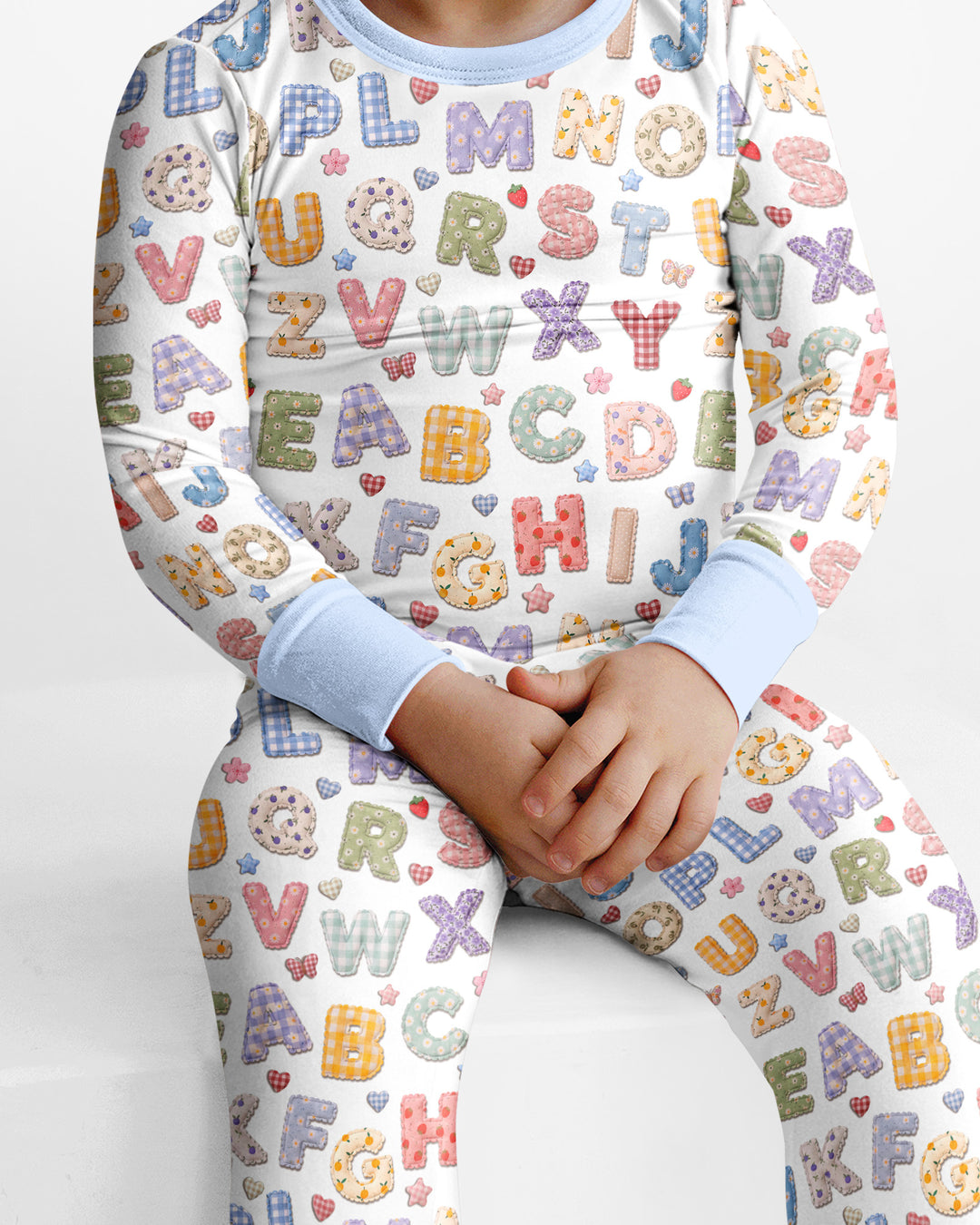 Fabric Alphabet Letters Bamboo Two Piece Long Sleeve Pajama Set