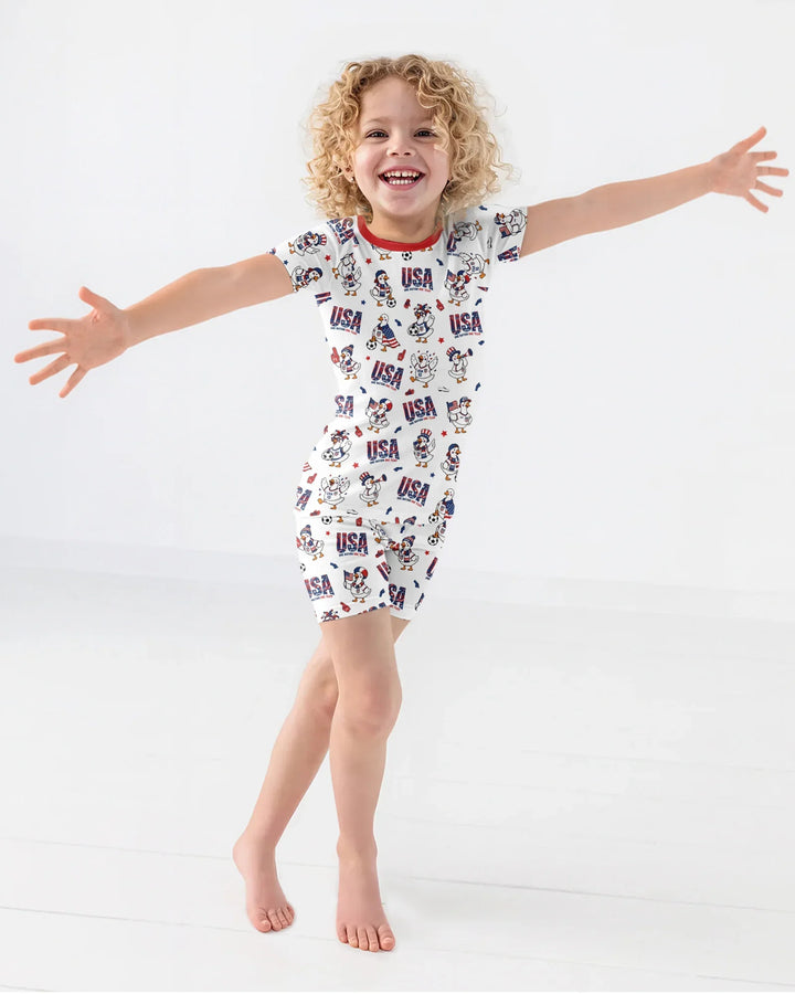 One Nation One Team Bamboo Two Piece Short Sleeve Shorts Pajama Set