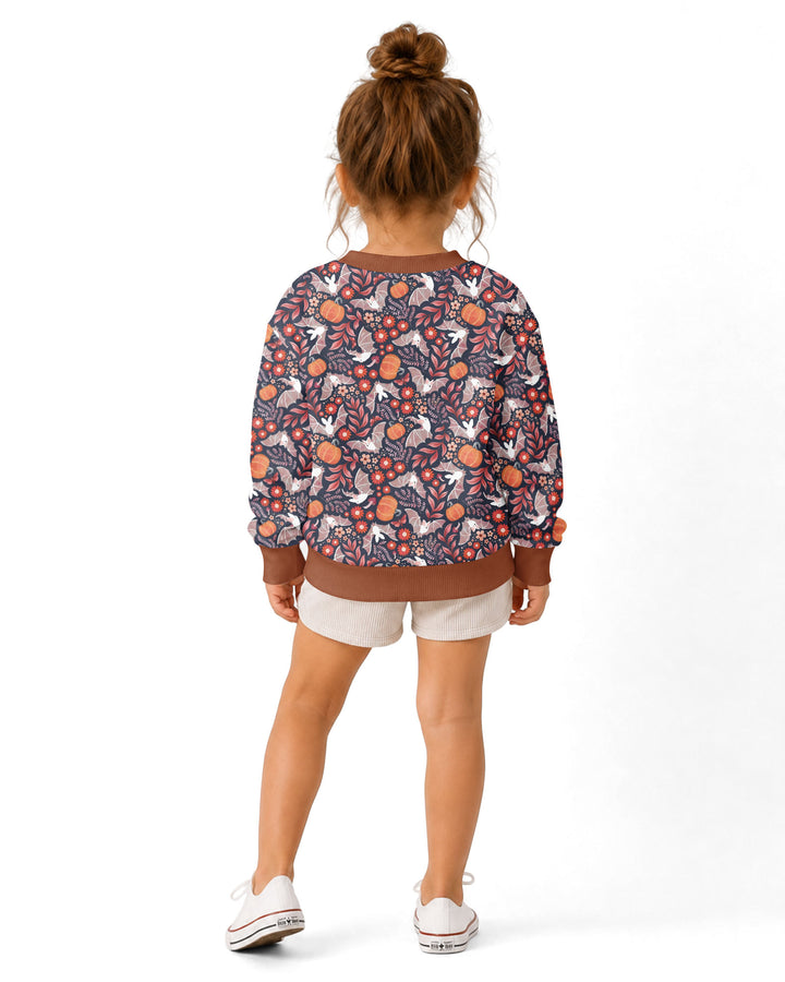 Bat Pumpkin Floral Halloween Bamboo Crewneck Sweatshirt
