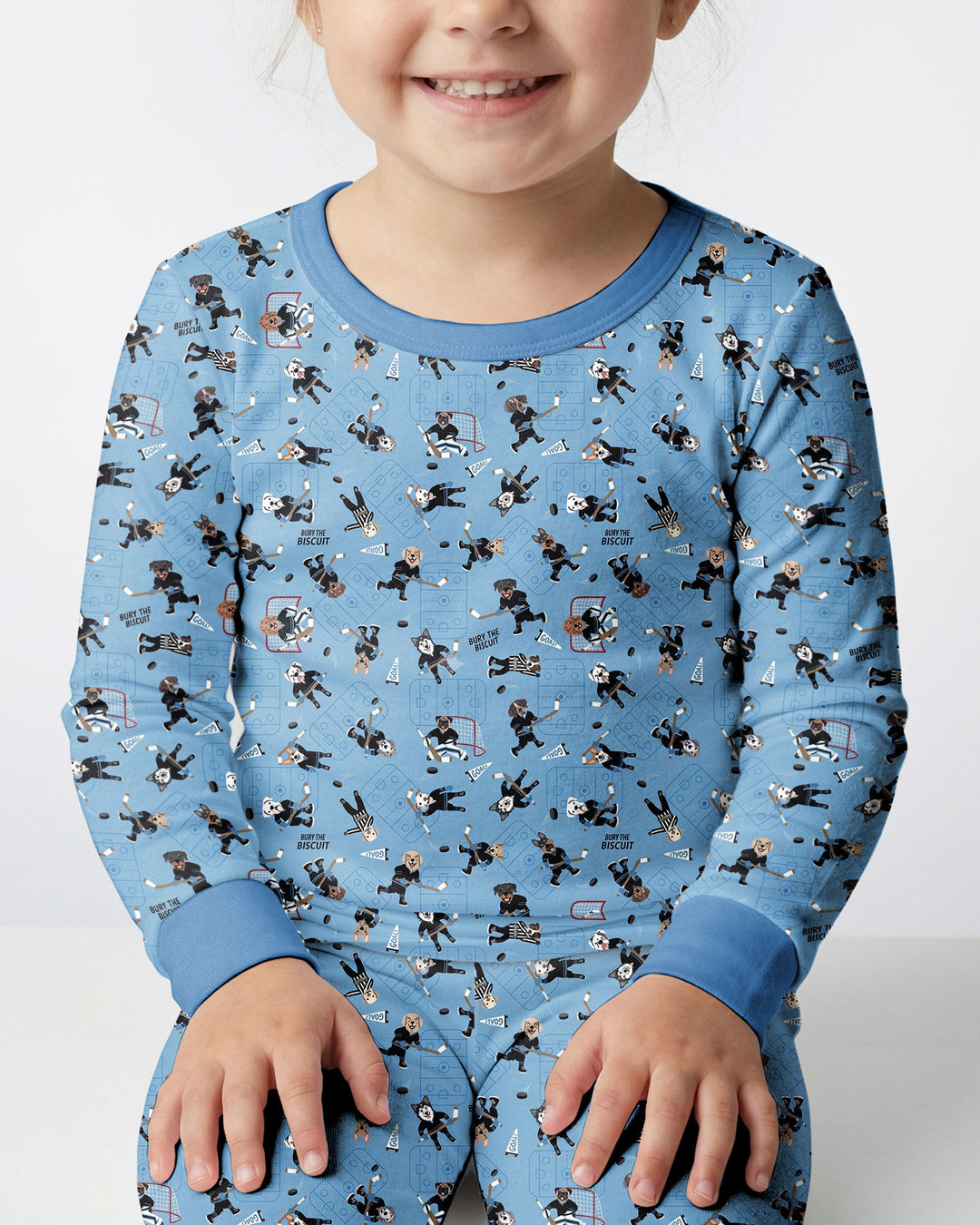 Hockey Dogs - Blue and Black Bamboo Two Piece Long Sleeve Pajama Set