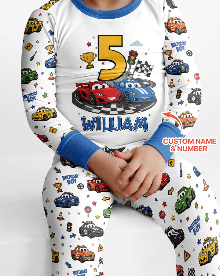 Birthday Racing Adventure Bamboo Two Piece Long Sleeve Pajama Set
