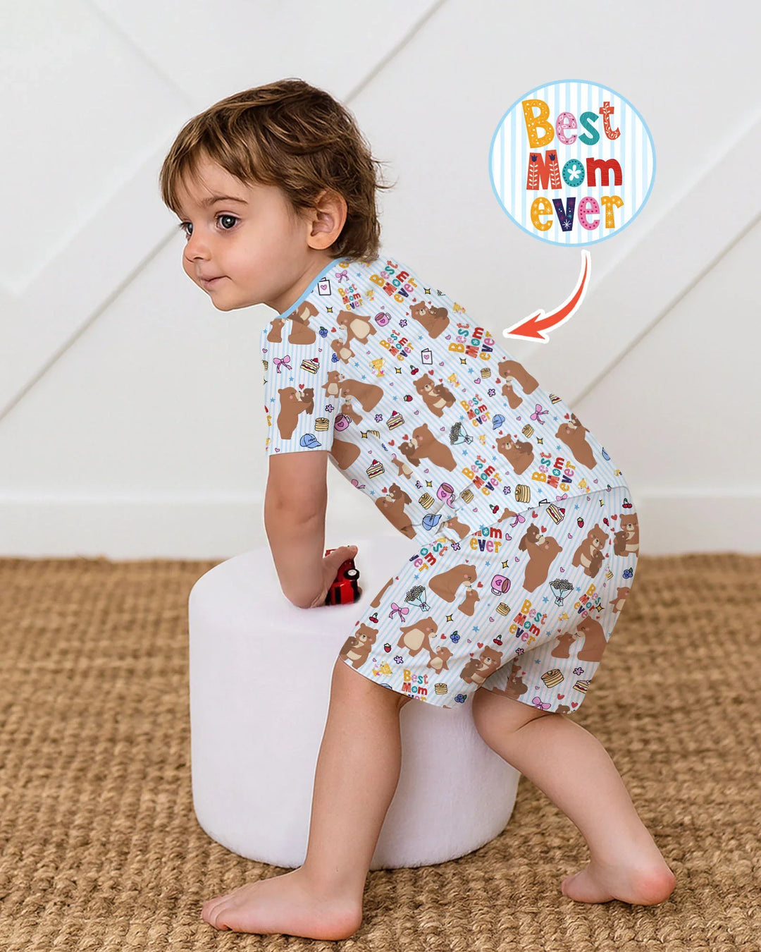 Best Mama Bear Ever Family Matching Bamboo Two Piece Short Sleeve Shorts Pajama Set